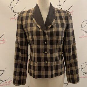 Atrium. Size 4. USA. Poly/Rayon Plaid Professional Fitted Jacked. Lined. DD